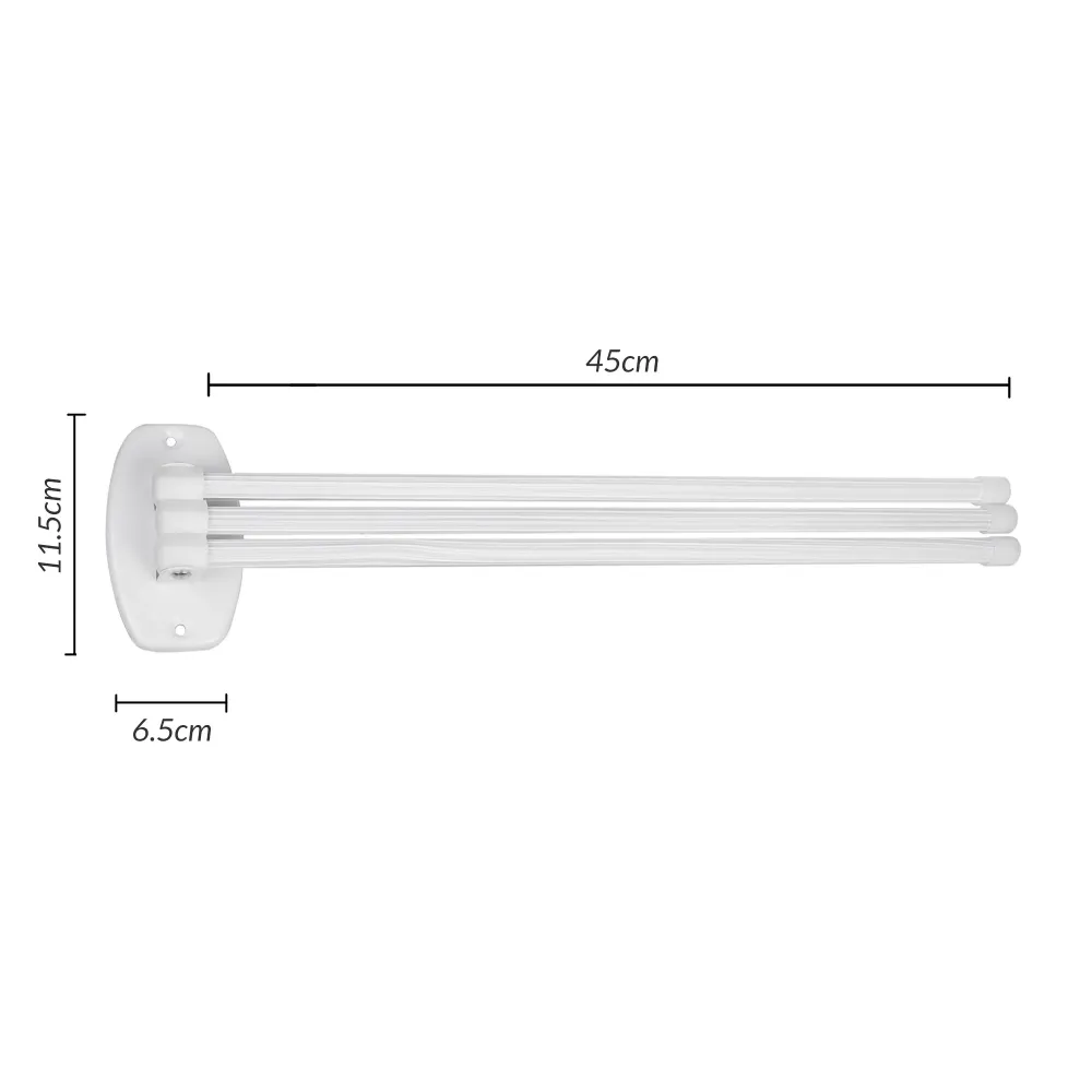 Professionale IPX8 Portasciugamani universale 3 braccia bianco