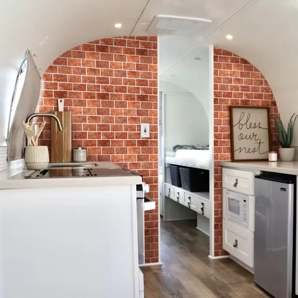 3D Red Smaltato Brick Peel and Stick Wall Tile | Impermeabile e Resistente agli Urti