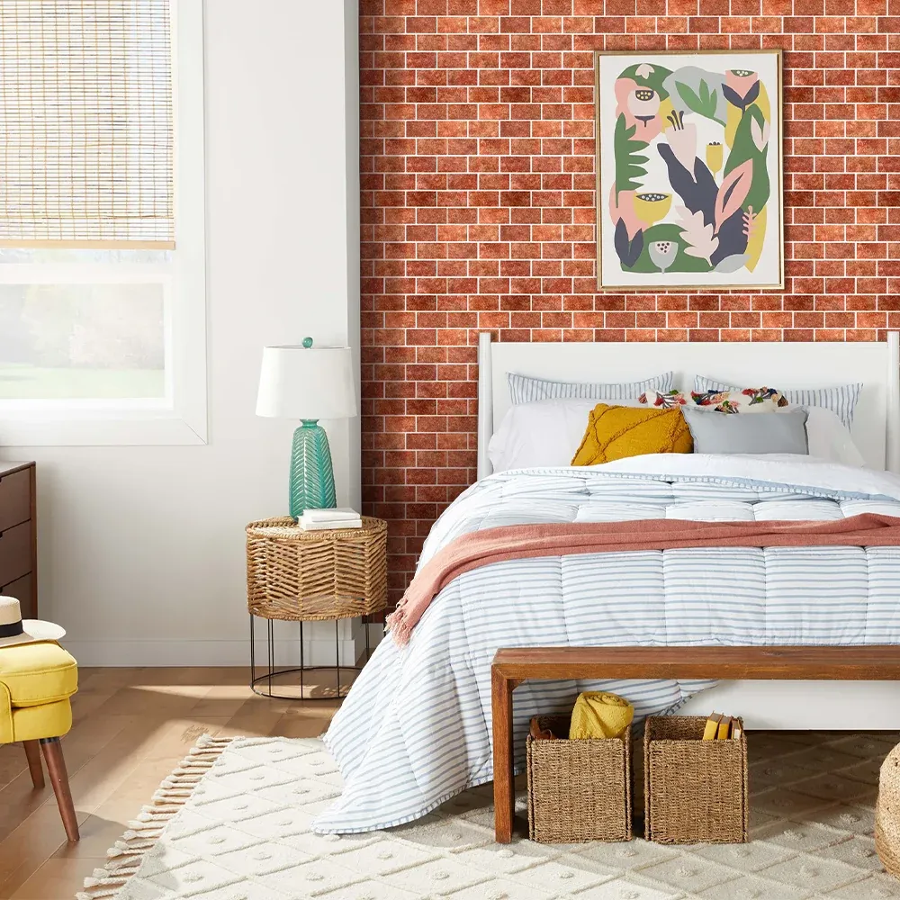 3D Red Smaltato Brick Peel and Stick Wall Tile | Impermeabile e Resistente agli Urti