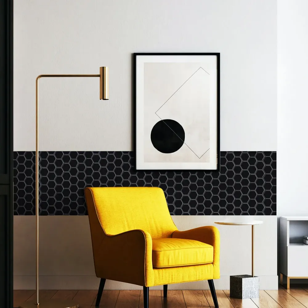 Ricaricabile ad Alta Luminosità Grezzo Black Hexagon Peel and Stick Backsplash Tile