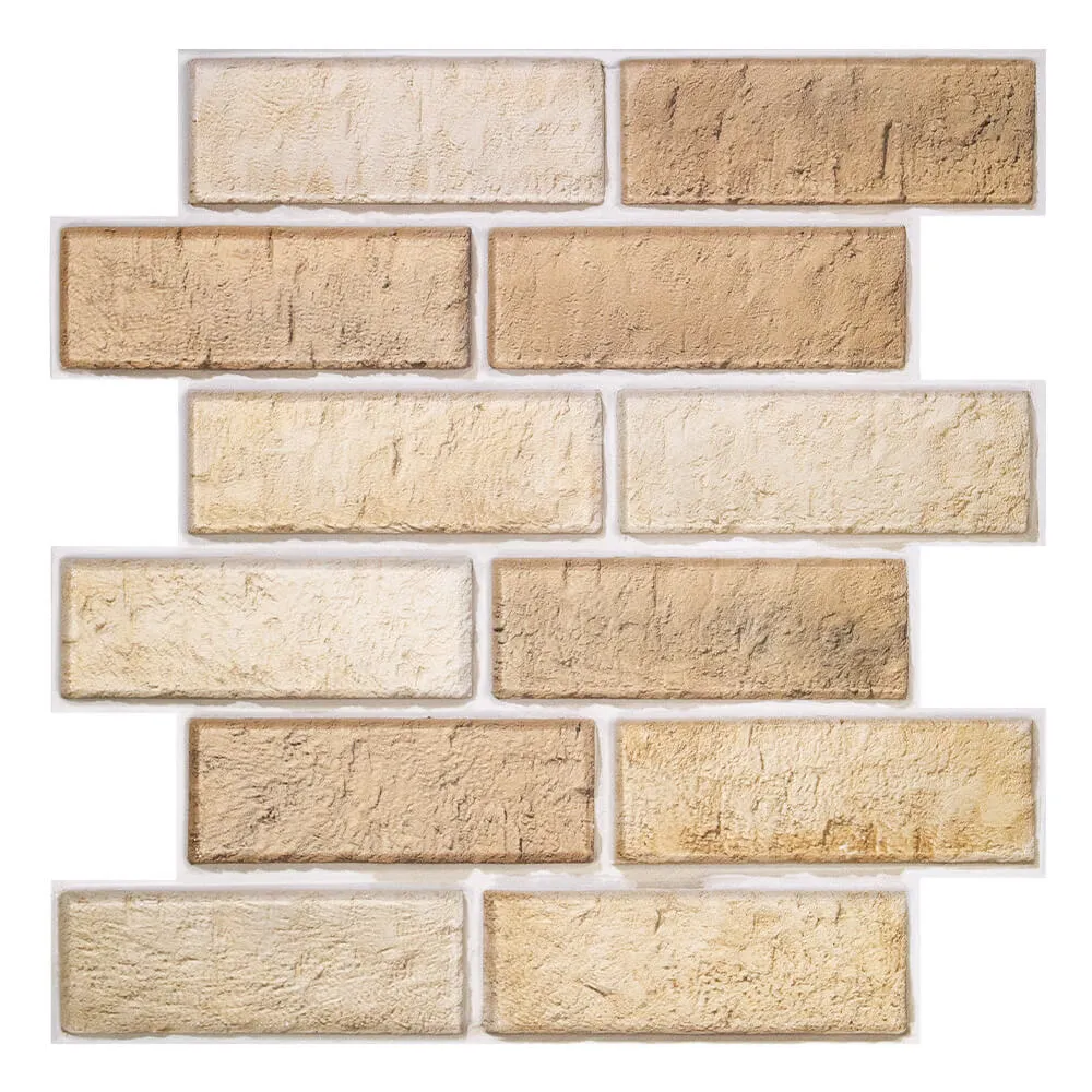 3D Tan Brick Peel and Stick Wall Tile Facile Ricarica
