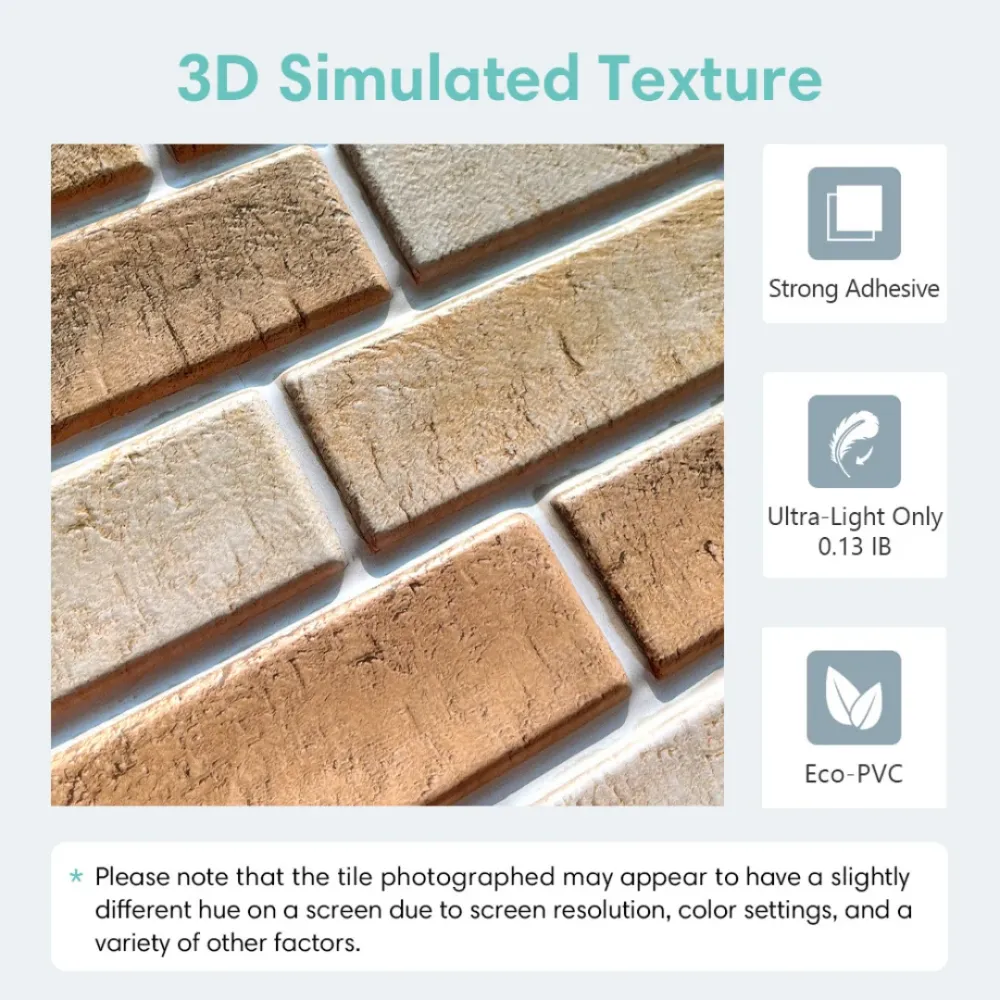 3D Tan Brick Peel and Stick Wall Tile Facile Ricarica