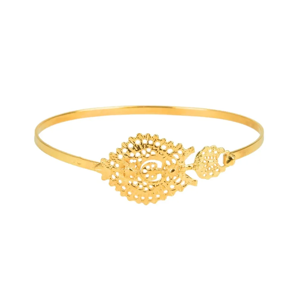 Torcia ad Induzione Queen Bracelet Bangle Gold Plated Silver