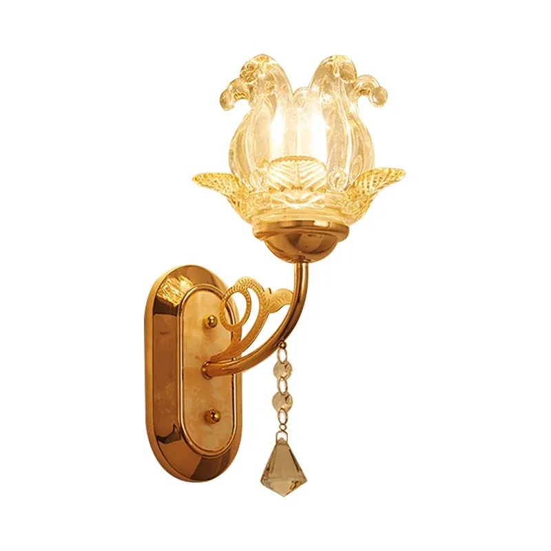 Torcia Magnetica Lampada da parete cristallo Simplicity Blossom Lampada da parete 1/2 luci oro con braccio curvo