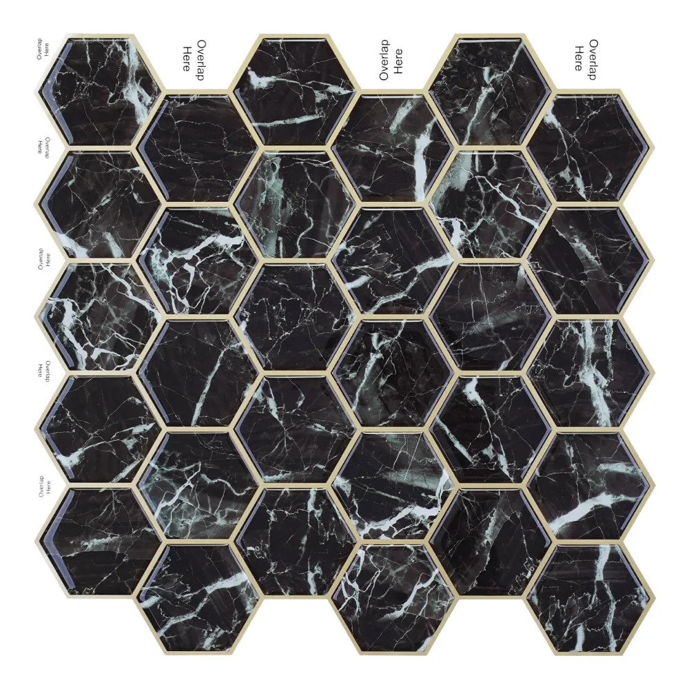 Torcia Magnetica Nero puro Marble Hexagon Peel and Stick Backsplash Tile