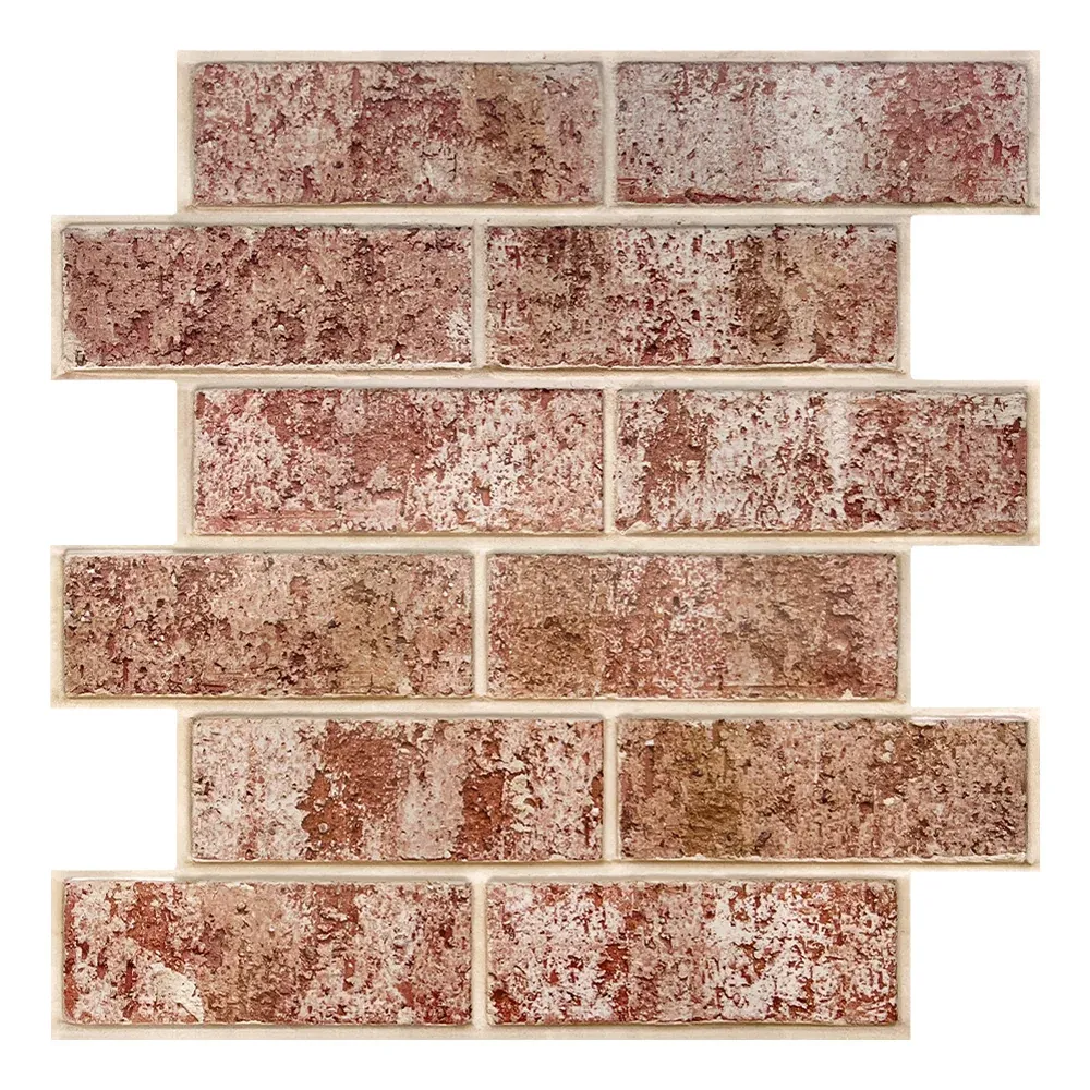 3D Whitewash Red Brick Peel and Stick Wall Tile con 5 Modalità di Illuminazione
