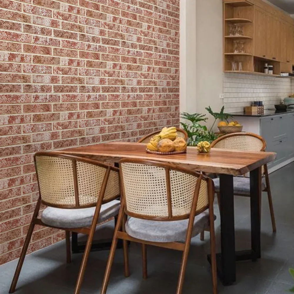 3D Whitewash Red Brick Peel and Stick Wall Tile con 5 Modalità di Illuminazione