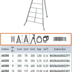 Agri 10 gradini - Art. AG350 con sistema di ribaltamento