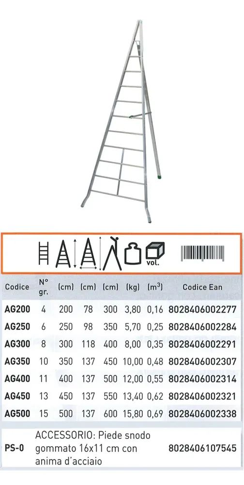 Agri 10 gradini - Art. AG350 con sistema di ribaltamento