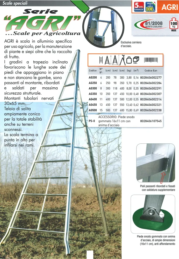 Agri 10 gradini - Art. AG350 con sistema di ribaltamento