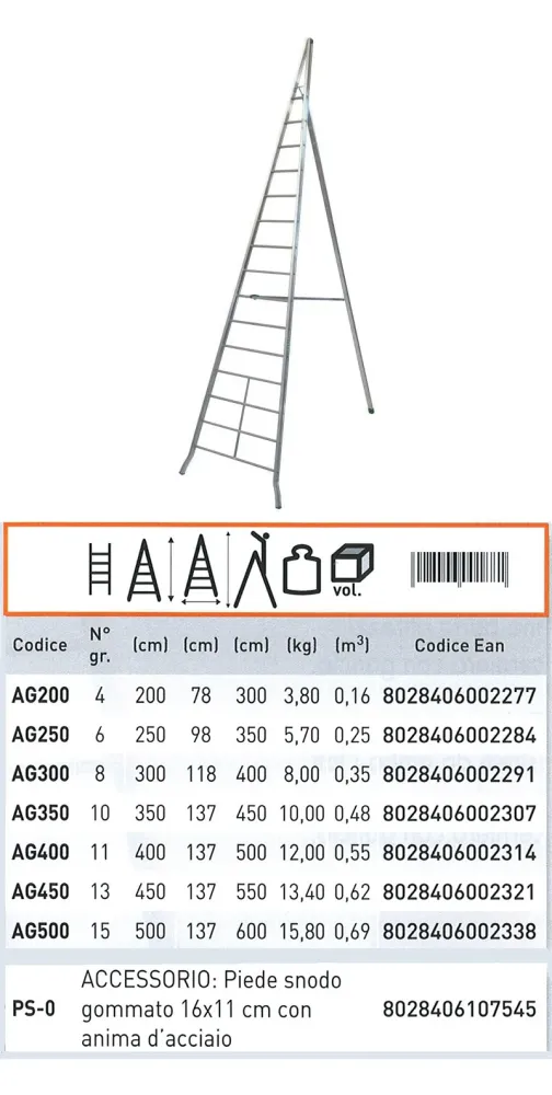 Agri 15 gradini - Art. AG500 per terreni accidentati