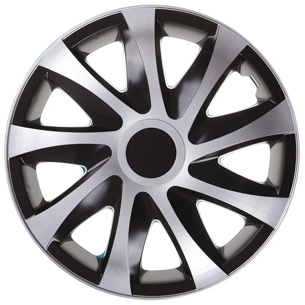 DRACO CS 14" universal hubcaps nero puro and silver 4 pieces