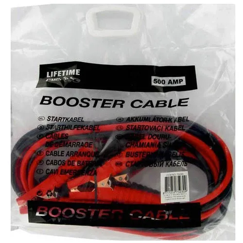 Cavi Avviamento Collegamento Batteria Auto 500 Amp 3 Metri Jumper Lifetime Cars