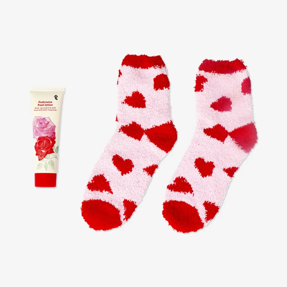 Set di calzini comodi e lozione per i piedi - Profumo di rosa e cedro