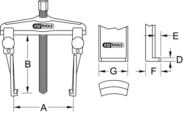 Estrattore universale sgancio rapido KS Tools 2 bracci con ganci sottili ed estesi 25-130 mm 250 mm 620.0017