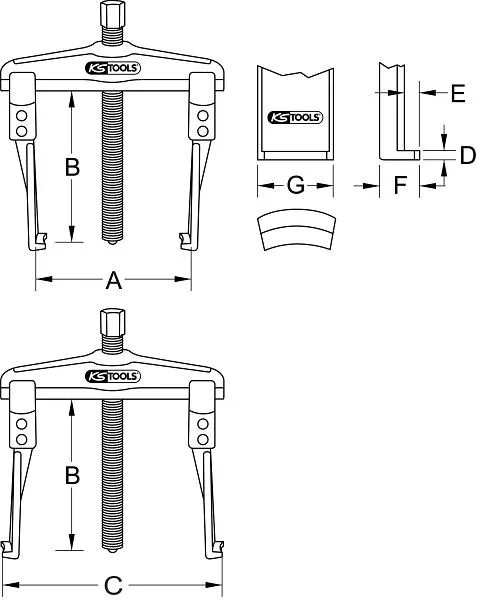 Estrattore universale KS Tools 2 bracci con ganci sottili ed estesi 25-130 mm 200 mm 620.0005