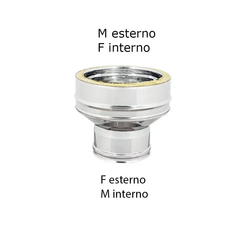 Aumento inox doppia parete da Di 80 - De 130 mm Di 130 - De 180 mm