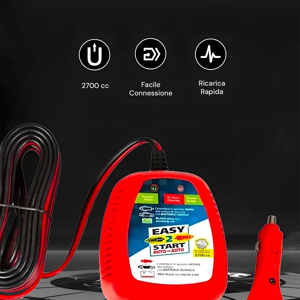 Avviatore Cavo Caricabatteria Per Veicoli Fino 2700cc 5m 12v