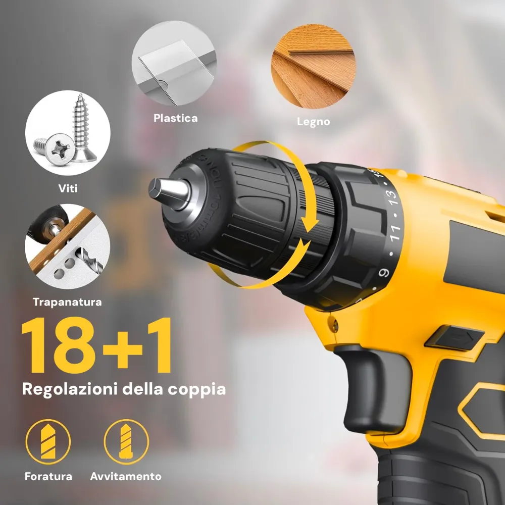 Avvitatore Batteria 12v Con 65 Utensili E Valigetta
