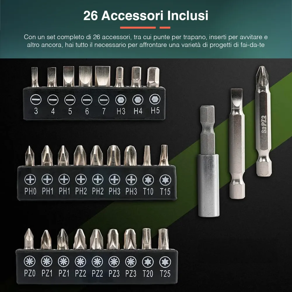 Avvitatore Multifunzione 4v Con Batteria 1,5 Ah E Valigetta Con 26 Accessori