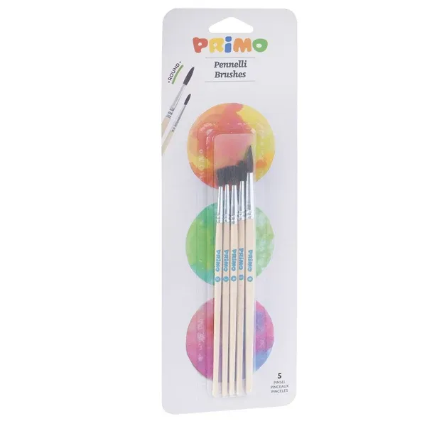 Blister 5 Pennelli Tondi Assortiti Primo