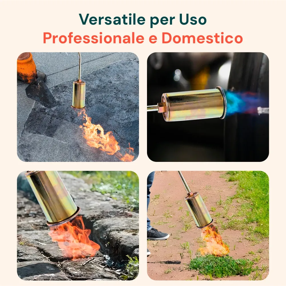 Cannello Gas 60cm con Bruciatore ø45mm e Leva Rapida per Uso Professionale