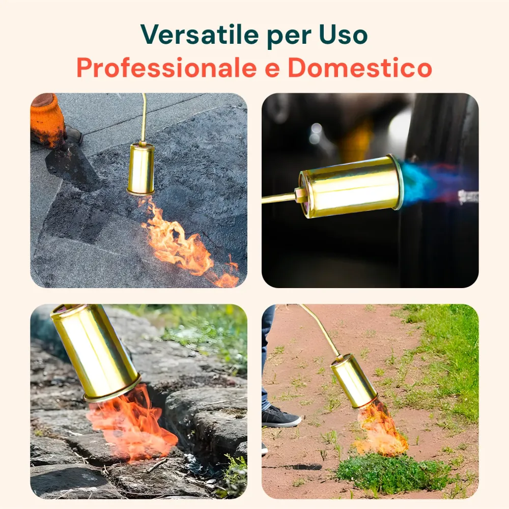 Cannello Gas 70cm con Bruciatore ø60mm e Leva Rapida per Uso Professionale