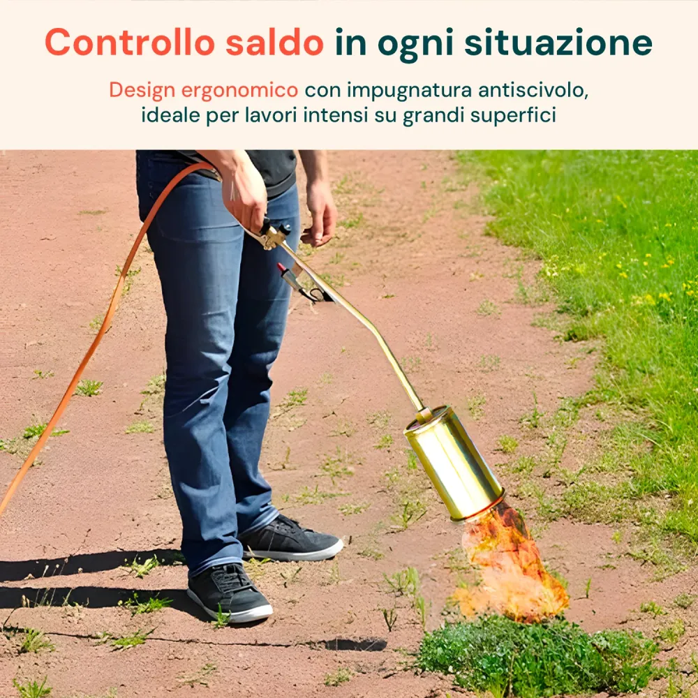Cannello Gas 70cm con Bruciatore ø60mm e Leva Rapida per Uso Professionale