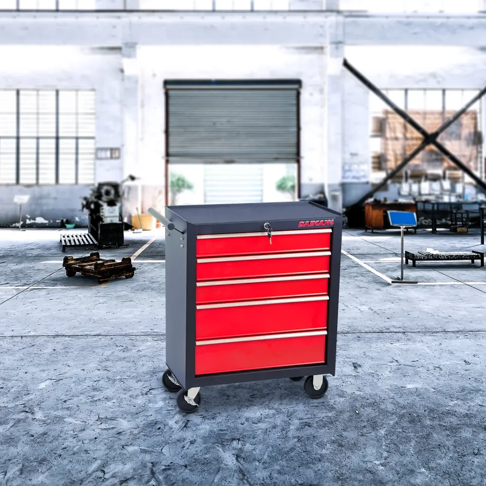 Carrello Da Officina Con 5 Cassetti E Ruote