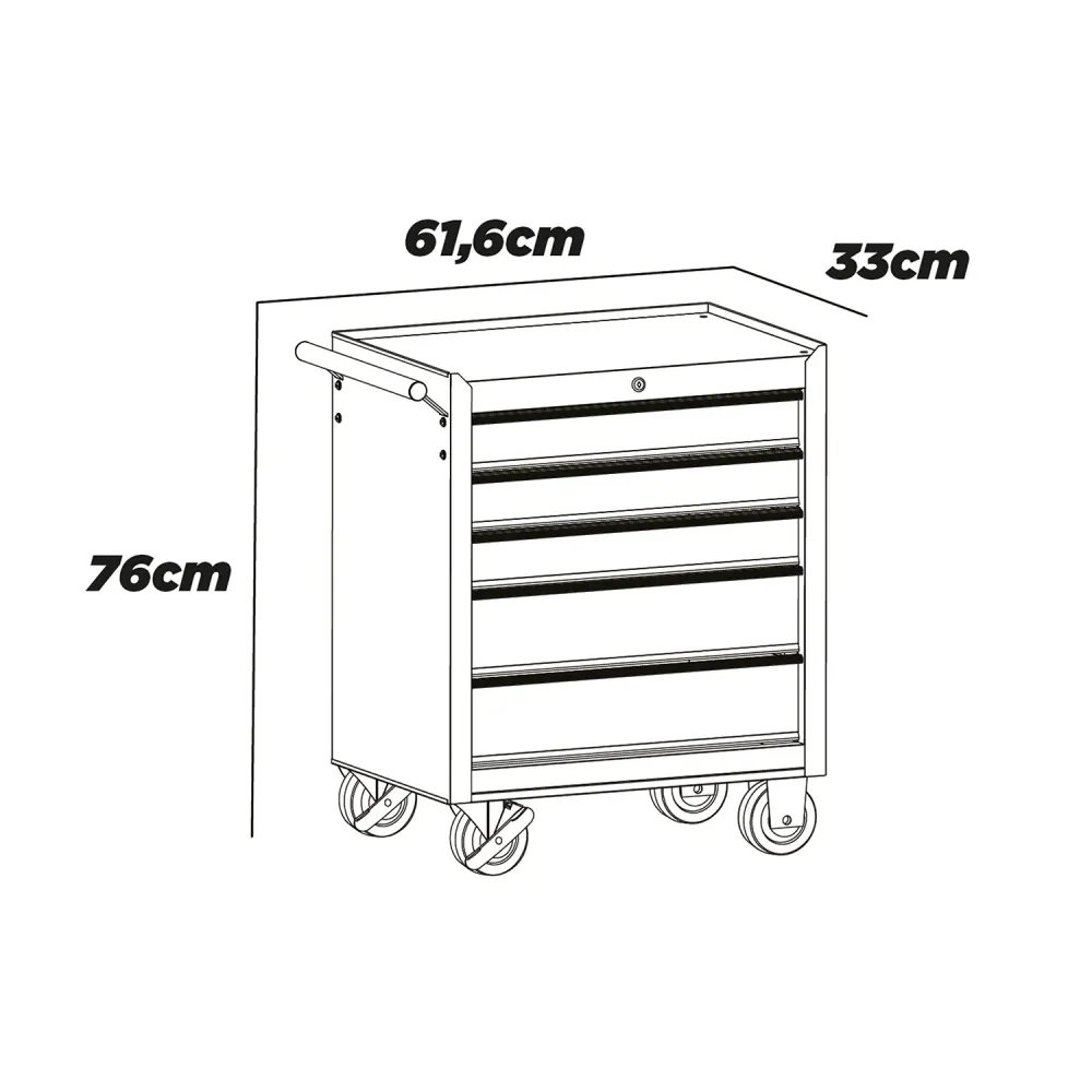 Carrello Da Officina Con 5 Cassetti E Ruote