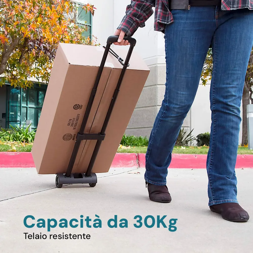 Carrello Pieghevole Con Ruote Nylon E Acciaio Max. 30kg Nero