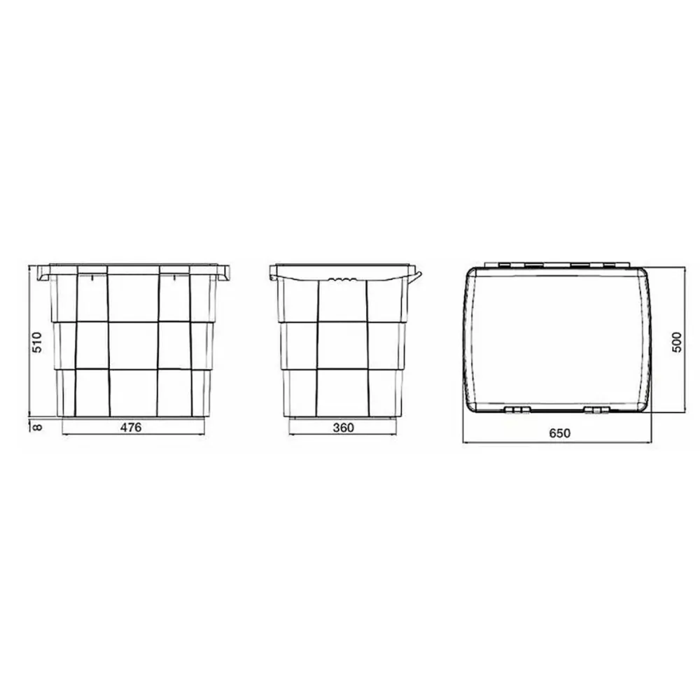 Cassetta porta attrezzi plastica 650x500x570mm