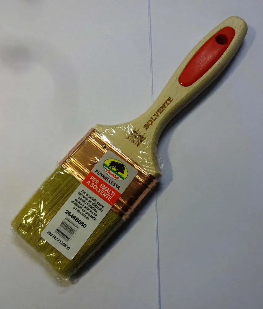 CINGHIALE - PENNELLO PER SMALTI SOLVENTE MANICO LEGNO E GOMMA MIS. 60