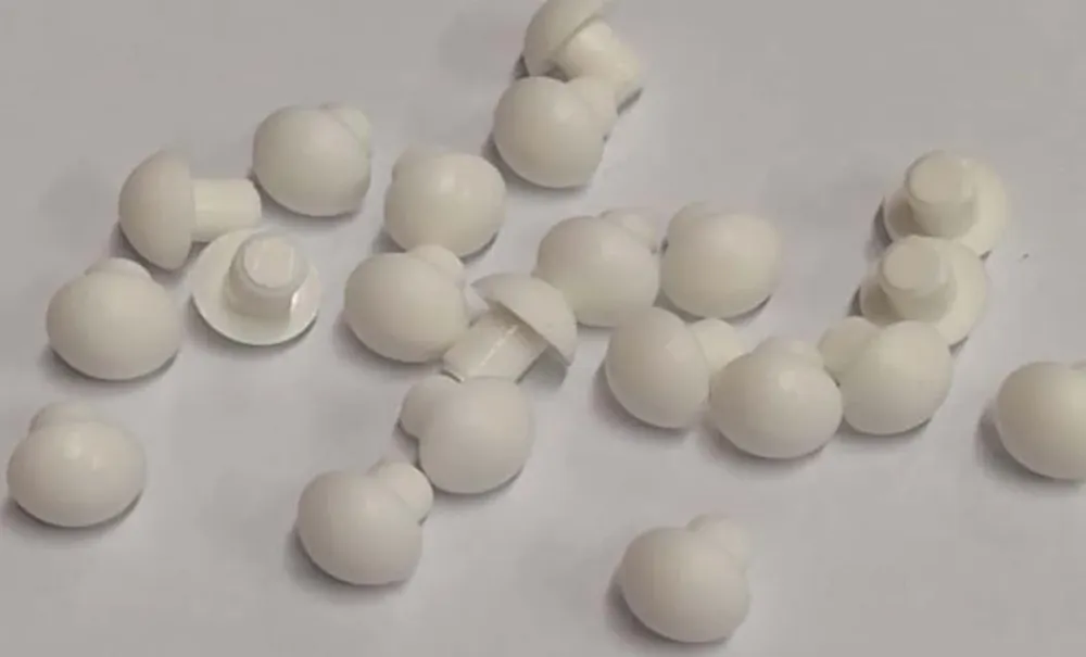 CONFEZIONE DA 40 PEZZI - PARACOLPI MORBIDI BOMBATI Ø5MM - PLASTICA COLORE BIANCO