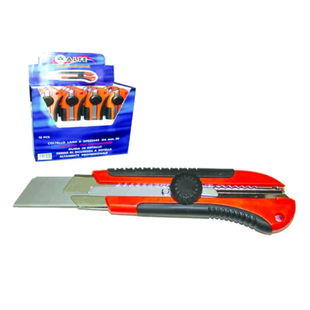 Cutter mm.25 professionale con bloccaggio rotella - 12 pz