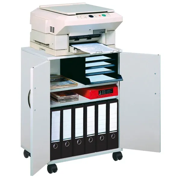 DURABLE - 3115-10 - Mobiletto Multifunzione 74-53 - con ante alte e ruote - 4 ripiani - 52,8 x 40 x 73,7 cm - grigio - Dur...