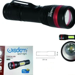 Faro Torcia Led Ricaricabile Luminosita Regolabile Doppia Emissione Luce Dt-2166