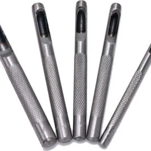 Fustelle Acciaio Set 5 Pz Per Cuoio Lamiere Stoffa Plastica Legno Punzoni