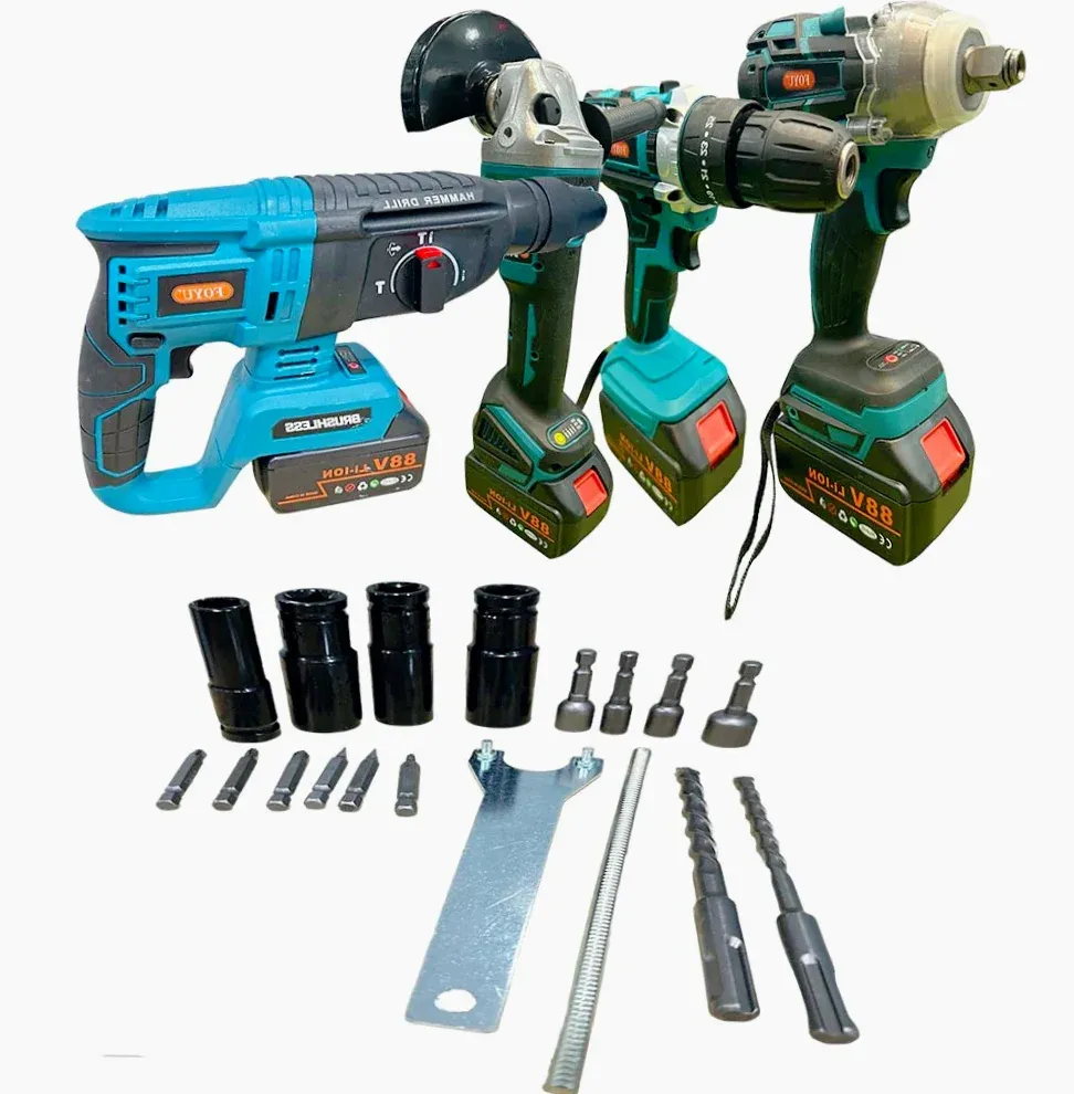 Kit 4in1 tassellatore svita bulloni – trapano flex 2 batterie 88V