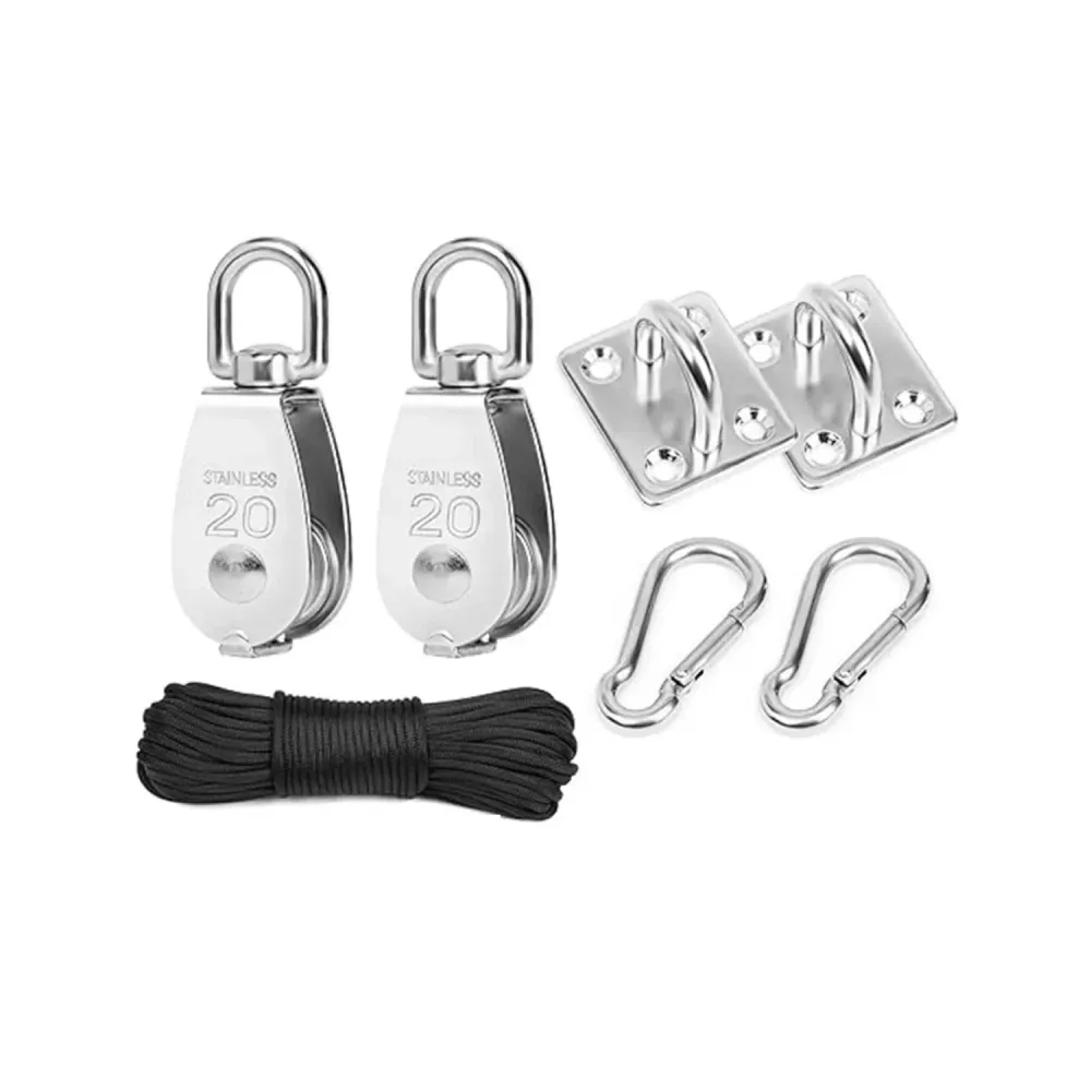 Kit Carrucola Acciaio Inox con Fune 20 m – Resistente e Completo di Accessori