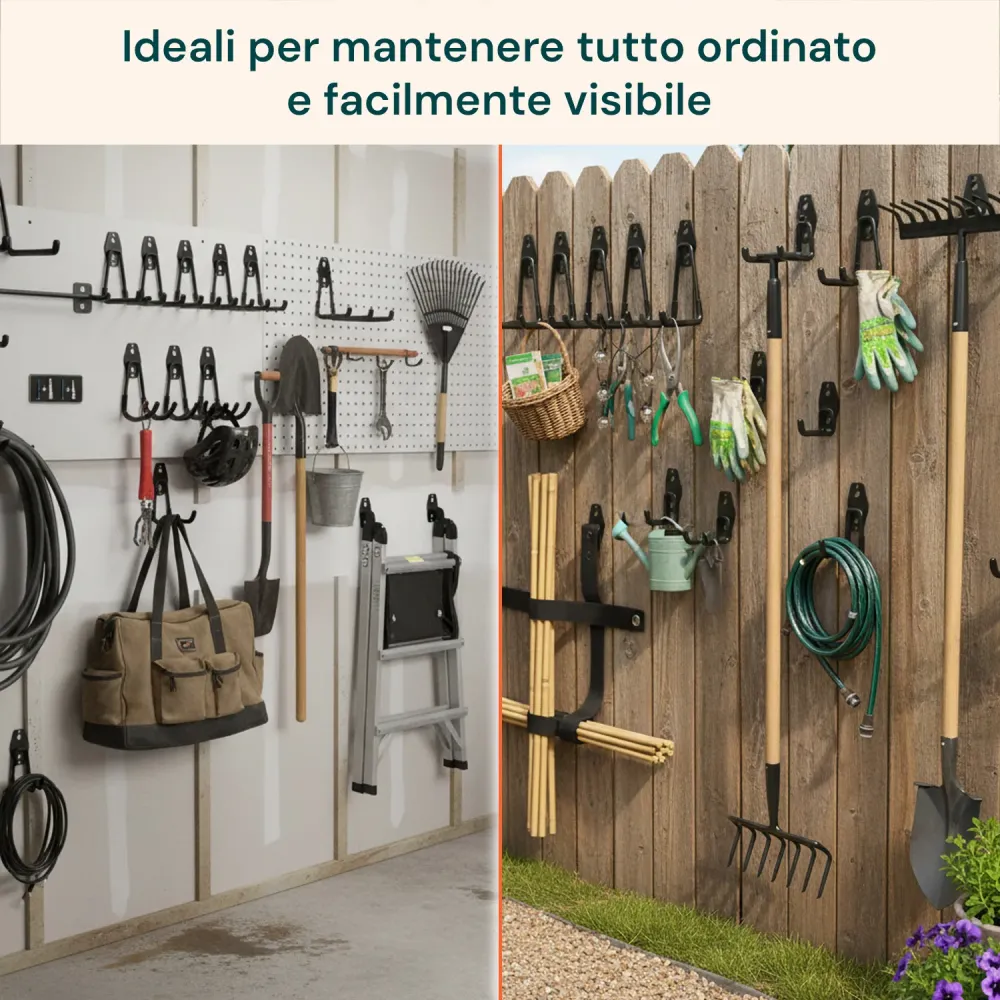 Kit 16 Ganci da Muro per Officina o Garage – Diverse Misure e Usi