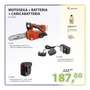 KIT MOTOSEGA + BATTERIA + CARICABATTERIA