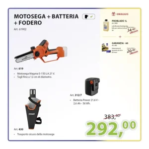 KIT MOTOSEGA + FODERO + BATTERIA