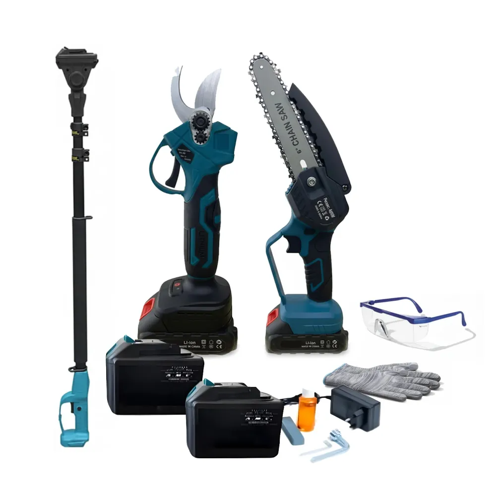 Kit 3 1 Potatura con Forbice, Motosega e Asta Telescopica Batteria 88V