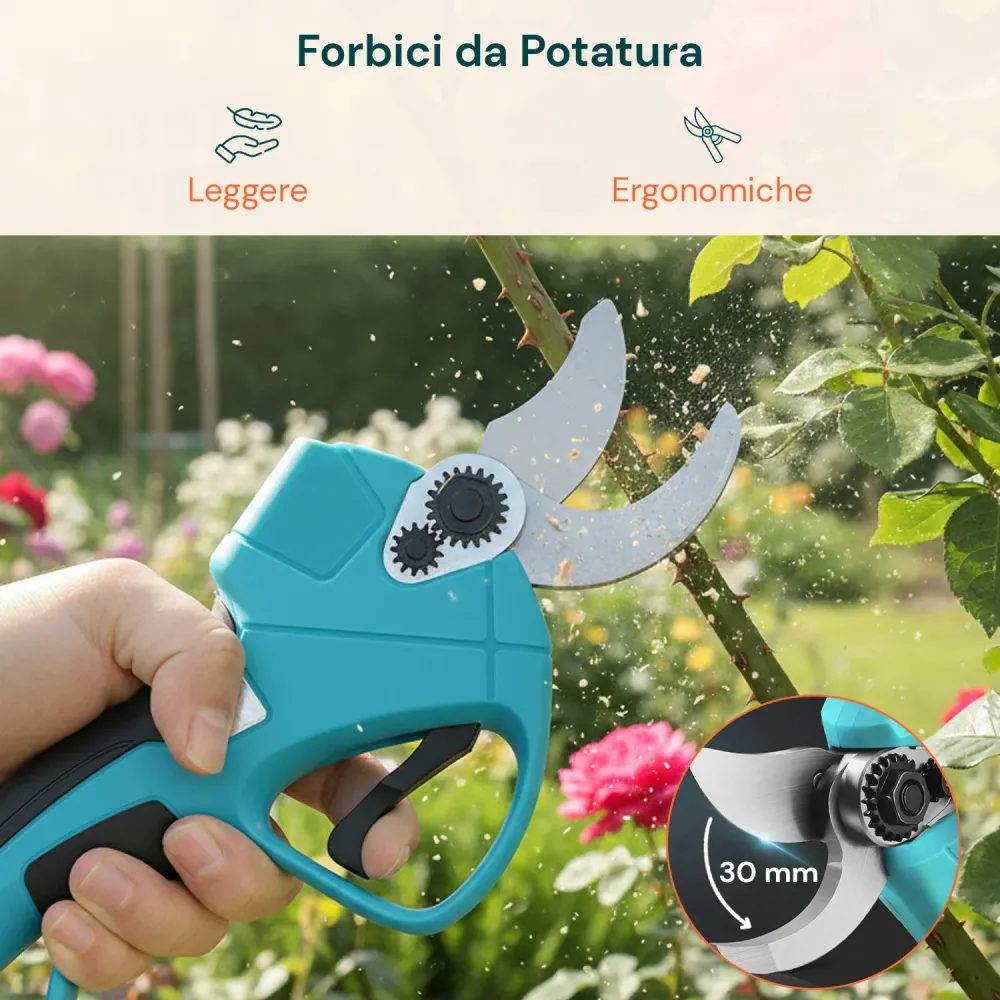 Kit 3 1 Potatura con Forbice, Motosega e Asta Telescopica Batteria 88V