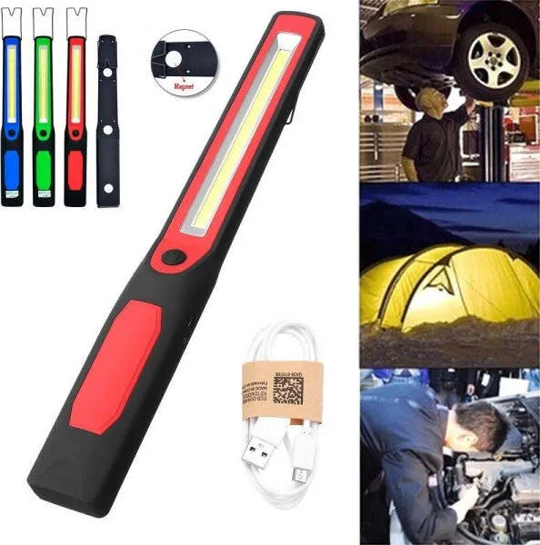 Lampada Torcia Lavoro Calamita Portatile Led Ricaricabile Doppio Led Cob Rg809-2