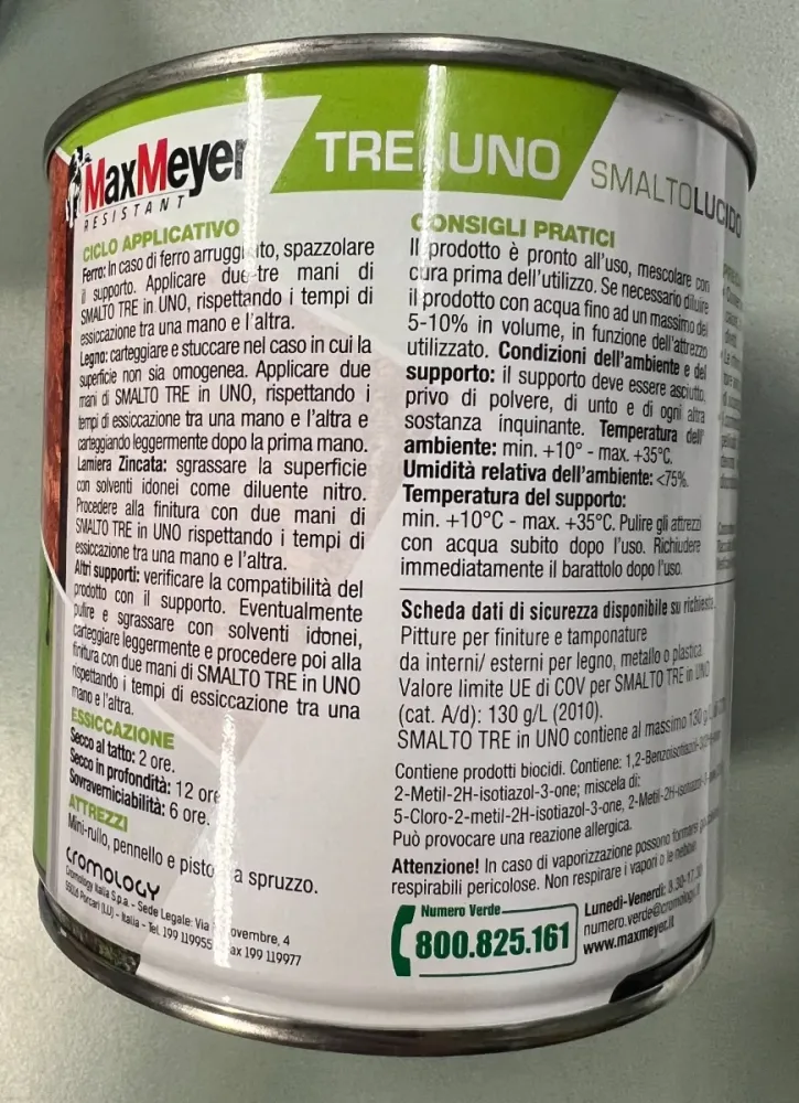 MAX MEYER - SMALTO ANTIRUGGINE 3 IN1 CEMENTO LUCIDO 500ML