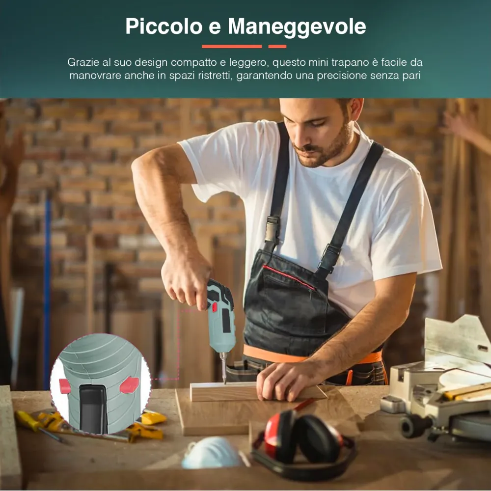 Mini Avvitatore 4v Con Batteria 1500 Mah E Astuccio Con 34 Accessori