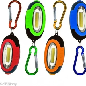 Mini Torcia 3 Led Cob Luce Bianca Rossa Smd Portachiavi Con Torcia E Gancio