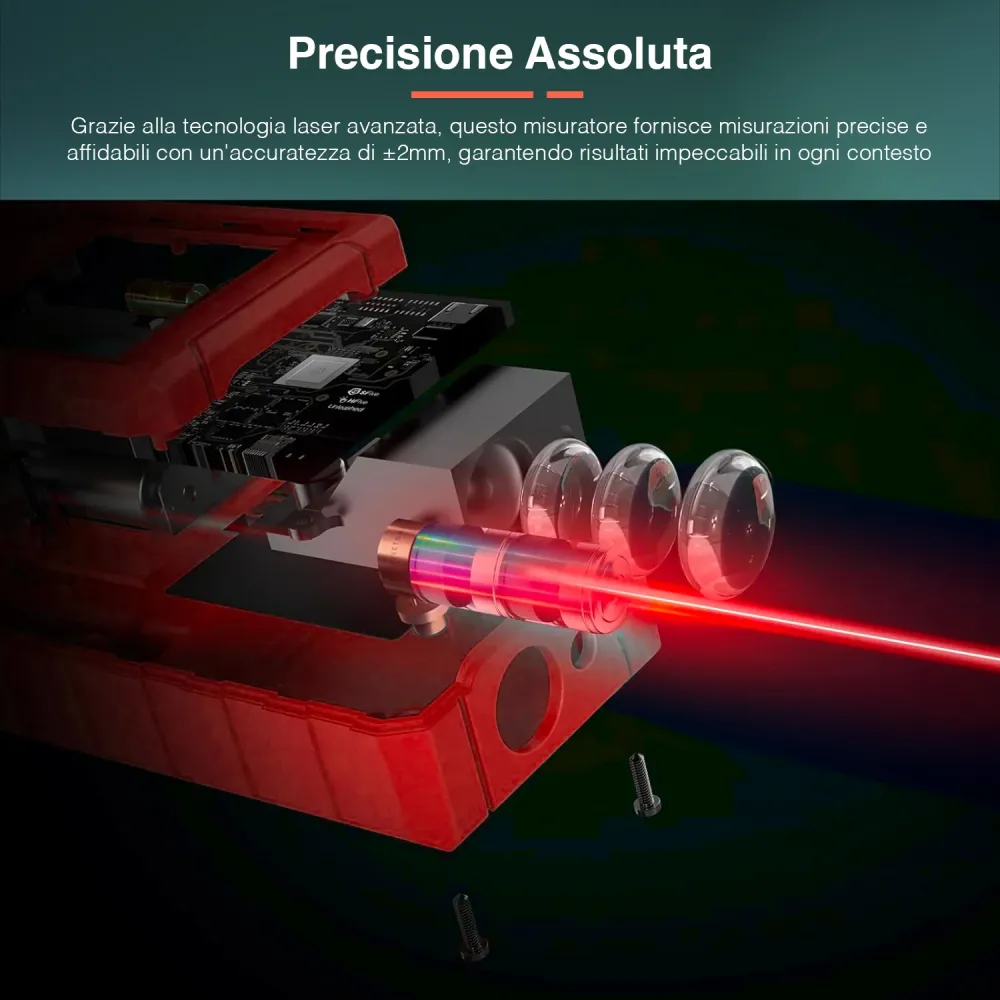 Misuratore Laser 3 Unità Di Misura Con Schermo Lcd Da 4cm-50m